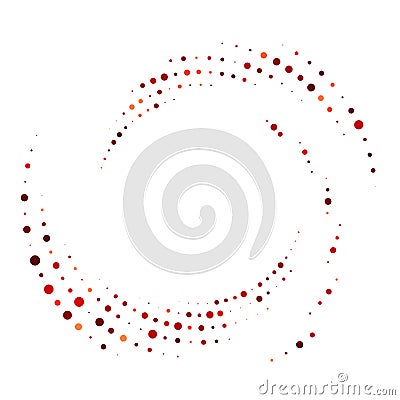 Random dotted, dots, halftone speckles concentric circle.Spiral, swirl, twirl element.Circular and radial lines volute, helix. Vector Illustration