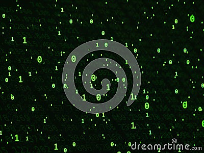 Random green binary code on black background Stock Photo