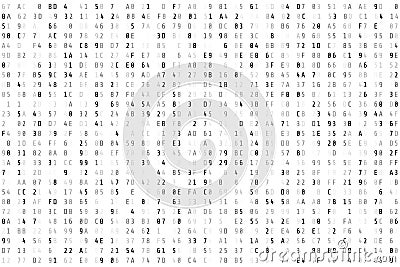 Random hex code stream. Matrix background. Vector illustration isolated on white background Vector Illustration