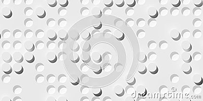 Random inset and outset white circle or cylinder background wallpaper banner pattern frame filling top view flat lay from above Cartoon Illustration