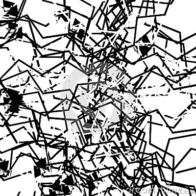 Random lines abstract black and white texture, abstract art, abstract pattern. Ragged, wavy, corrugated jumble of line shapes Vector Illustration