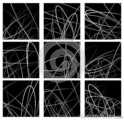 Random lines artistic element / pattern set. Non figural monochr Vector Illustration