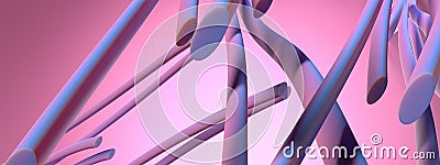 Random lines Bezier curve modern artistic luxury image Blue and pink abstract, elegant and modern 3D rendering image Stock Photo