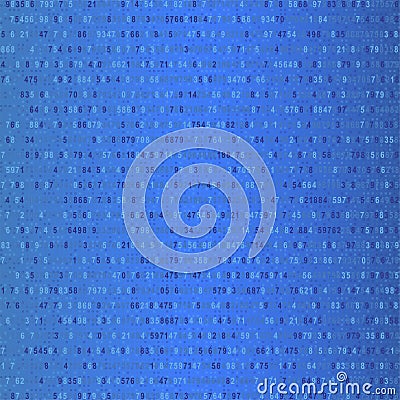 Random number generator. Numbers with the algorithm in chaotic order on a blue background. Flat illustration EPS 10 Cartoon Illustration