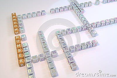 Random Number, luck keyword crossword. For web page, graphic design, texture or background. 3D rendering. Stock Photo