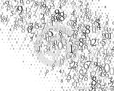 Random numbers 0 and 9. Background in a matrix style. Binary code pattern with digits on screen, falling character. Vector Illustration