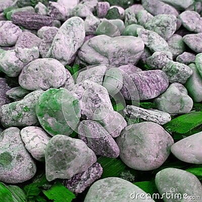 Random ornamental pebbles - green variant Stock Photo