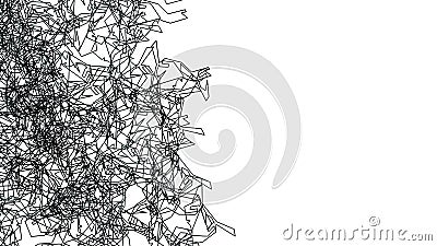 Random polygon line. Complex techno-structure illusion abstract background. Halftone pattern. Black and white shape of different Cartoon Illustration