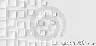 Random scaled white cube boxes frames block background wallpaper banner with copy space Cartoon Illustration