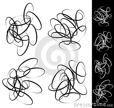 Random, scattered circle, ellipse, oval element set Vector Illustration
