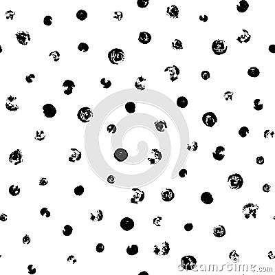 Random scattered polka dots, abstract black and white background Vector Illustration