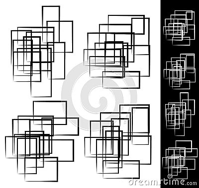 Random, scattered rectangular, rectangle element set Vector Illustration