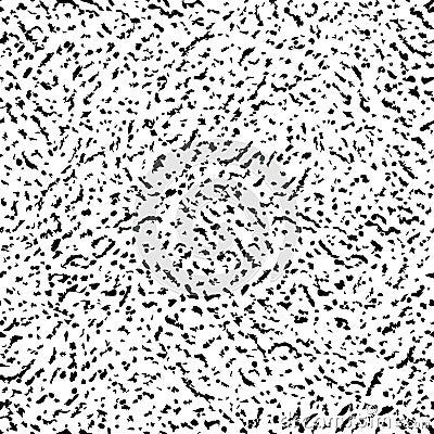 Random scattered spots. Abstract grunge texture. Brush seamless pattern. Metal rust. Grainy black and white background. Dirty dist Vector Illustration