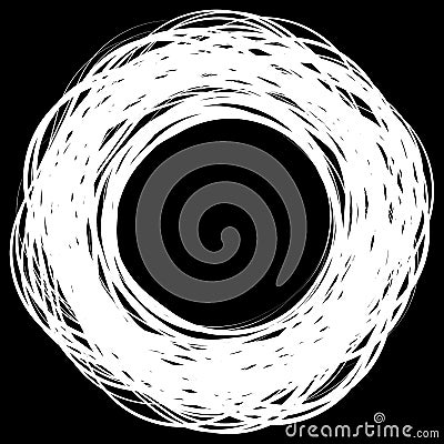Random scribble circles. Concentric circles in a hand drawn style. Abstract circular element. Vector Illustration