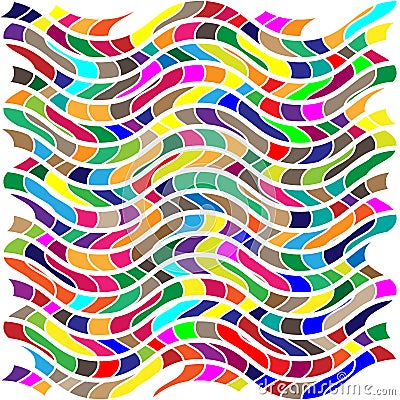 Random shapes arranged as mosaic, tessellating pattern. Colorful, vibrant Vector design. Mishmash, jumble, and tangle concept Vector Illustration