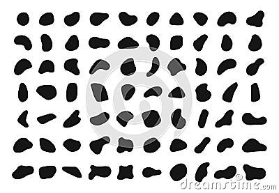 Random shapes. Black blobs, round abstract organic shape collection. Pebble, drops and stone silhouettes. Blotch Vector Illustration