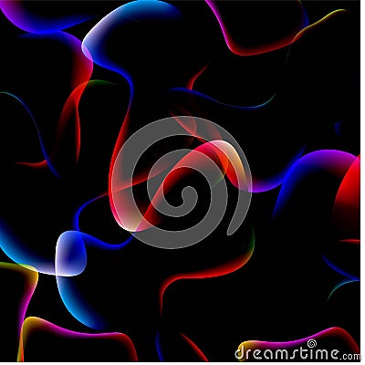 Random shapes on deep black background Vector Illustration