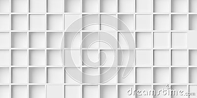 Random shifted inset white cube boxes block background wallpaper banner full frame filling Cartoon Illustration