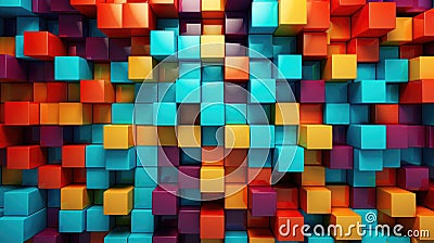 Random shifted rotated cube boxes block background, Ai Generated Stock Photo