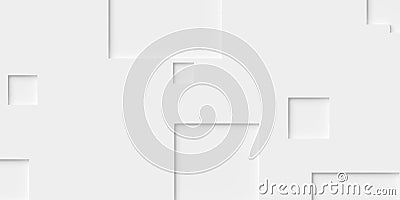 Random sized large white inset squares or cubes geometry objects background wallpaper banner pattern Cartoon Illustration