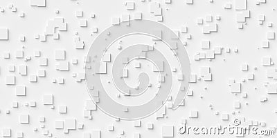 Random sized small white offset squares or cubes geometry objects background wallpaper banner pattern Cartoon Illustration