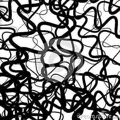 Random squiggly, wiggly lines. Intersecting squiggle, wiggle lin Vector Illustration