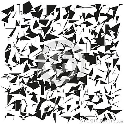 Random triangle shapes. Geometric abstract pattern. Black and white vector. Modern graphic composition. Vector Illustration