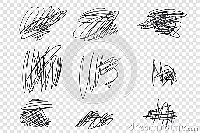 Random undigested scribbles vector illustrations set Vector Illustration