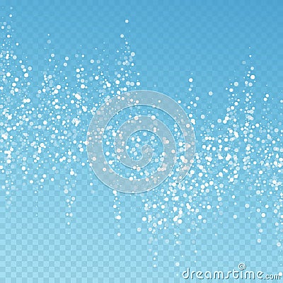 Random white dots Christmas background. Subtle fly Vector Illustration