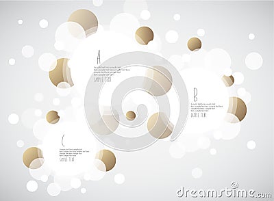 Random white and golden bubbles with place for your text. Vector Illustration