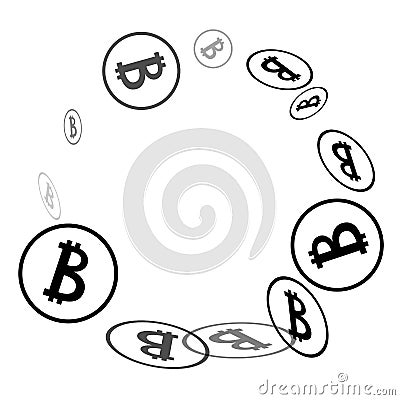 Black Bitcoins on White Background Vector Illustration