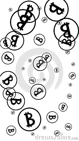 Black Bitcoins on White Background Vector Illustration