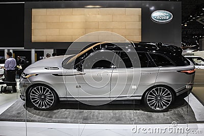 Range Rover Velar shown at the New York International Auto Show Editorial Stock Photo