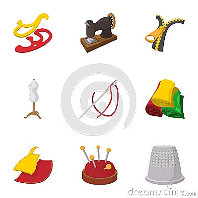 Range of tools for dressmakers icons set Vector Illustration