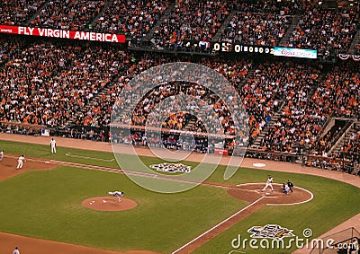 Rangers CJ Wilson throws ball to Giants batter Editorial Stock Photo