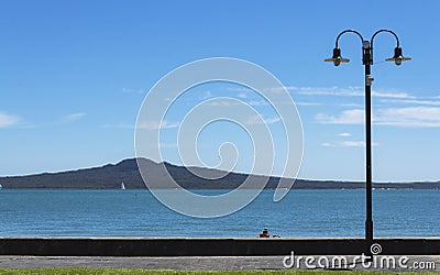 Rangitoto Island View from Mission Bay Beach Auckland New Zealand Editorial Stock Photo