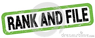 RANK AND FILE text written on green-black rectangle stamp Stock Photo