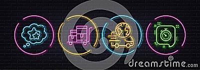 Ranking stars, Delivery service and Inventory cart minimal line icons. For web application, printing Vector Vector Illustration