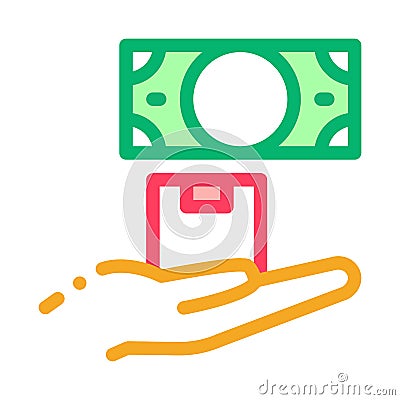 Ransom for money at pawnshop icon vector outline illustration Vector Illustration