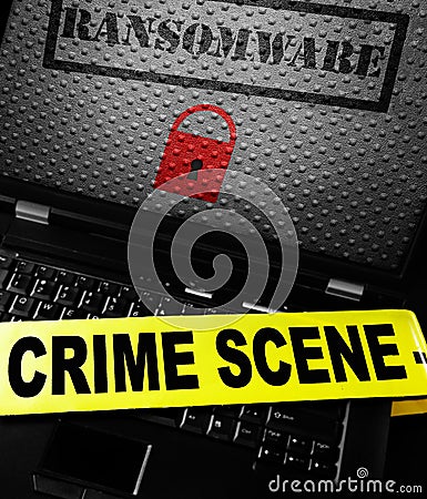 Ransomware crimescene tape Stock Photo