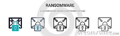 Ransomware icon in filled, thin line, outline and stroke style. Vector illustration of two colored and black ransomware vector Vector Illustration