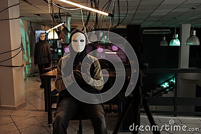 Ransomware and internet blackmail concept at night Stock Photo