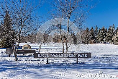 Raoul Wallenberg Park in Saskatoon, Canada Editorial Stock Photo