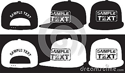 Rap cap, front, back and side view. Vector Vector Illustration