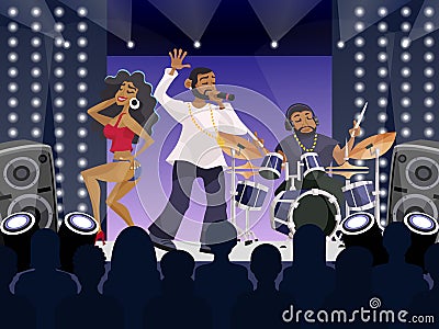 Rap Concert Scene Cartoon Illustration