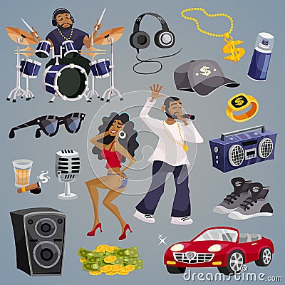 Rap Music Elements Vector Illustration