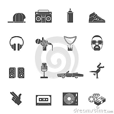 Rap Music Icons Set Vector Illustration