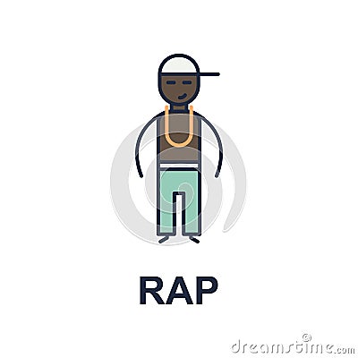 rap musician icon. Element of music style icon for mobile concept and web apps. Colored rap music style icon can be used for web a Stock Photo