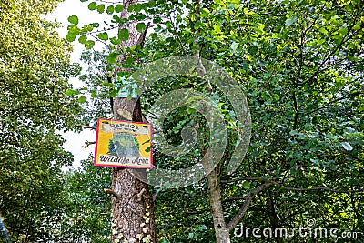 Raphoe, Ireland - October 11 2021 : Historic Sign explaining the wildlife nature and wlking area at Castle Road Editorial Stock Photo