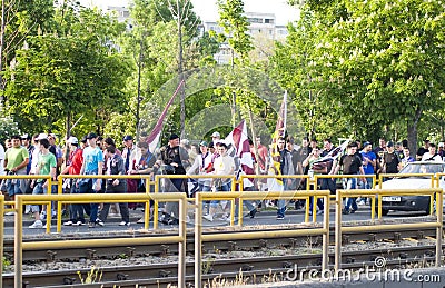 Rapid Bucharest fans Editorial Stock Photo